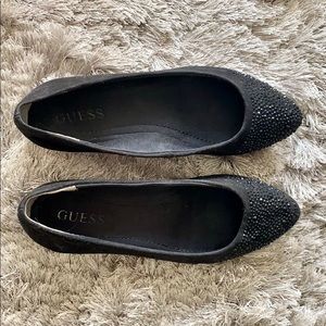 Guess black suede crystal flats 5.5